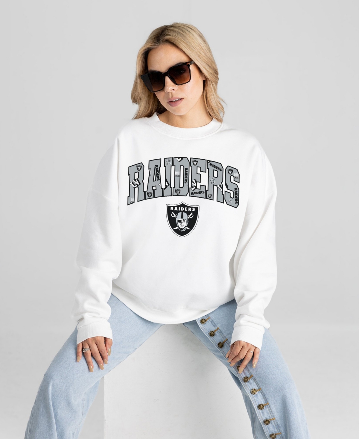 Gameday Couture Women's White Las Vegas Raiders Sweet Play Oversized Premium Drop Shoulder Sweatshirt - White