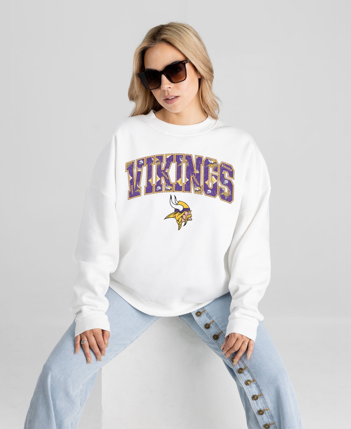 Gameday Couture Women's White Minnesota Vikings Sweet Play Oversized Premium Drop Shoulder Sweatshirt - White
