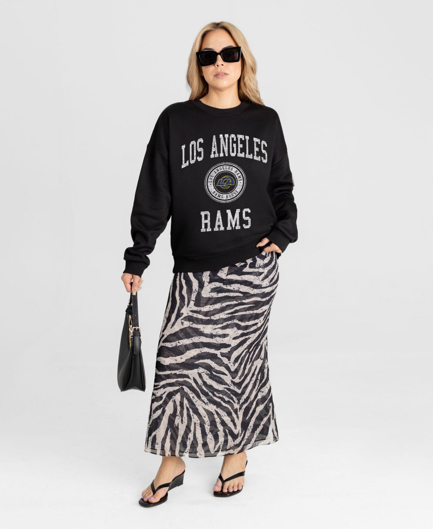 Женская толстовка Gameday Couture Black Los Angeles Rams Fierce Flow Black Label Premium Drop Shoulder — фото 3