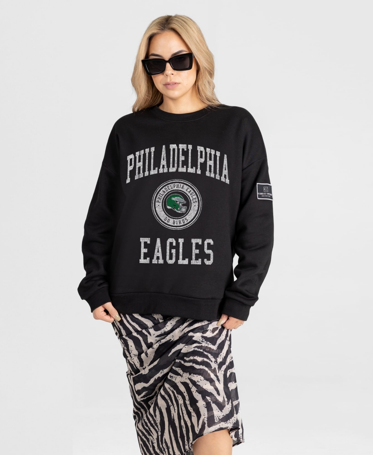 Gameday Couture Women's Black Philadelphia Eagles Fierce Flow Black Label Premium Drop Shoulder Sweatshirt - Black