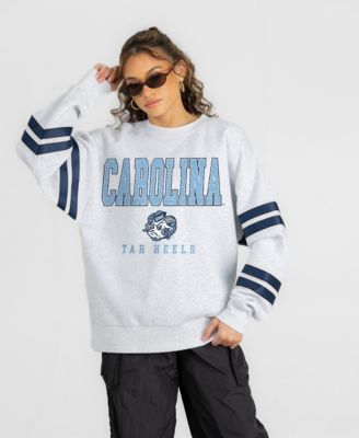 Women's Ash North Carolina Tar Heels Stadium Stripes Oversized Fleece Sweatshirt