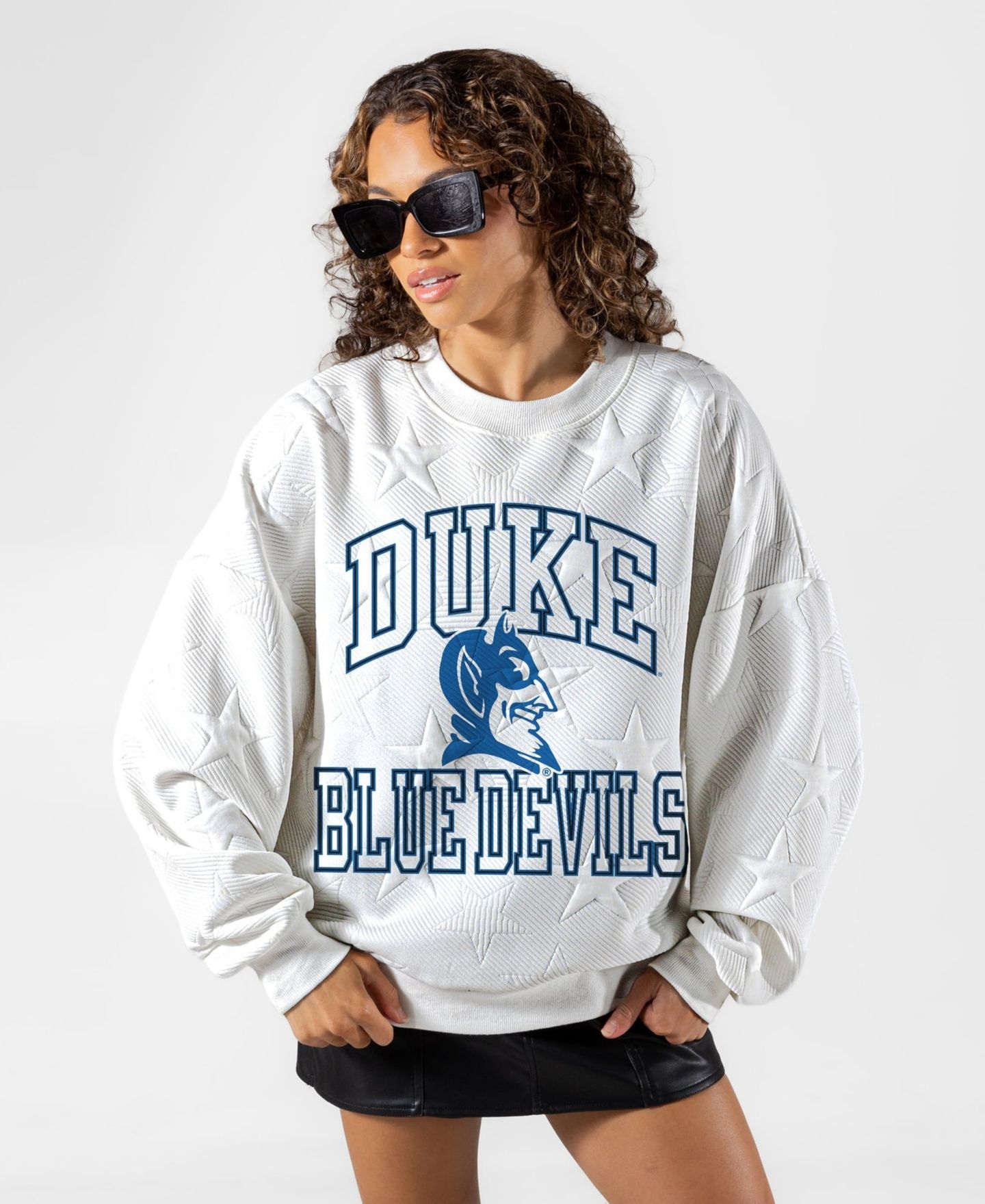 Женская толстовка Gameday Couture White Duke Blue Devils Big Play Energy Tonal Star Embossed — фото 3