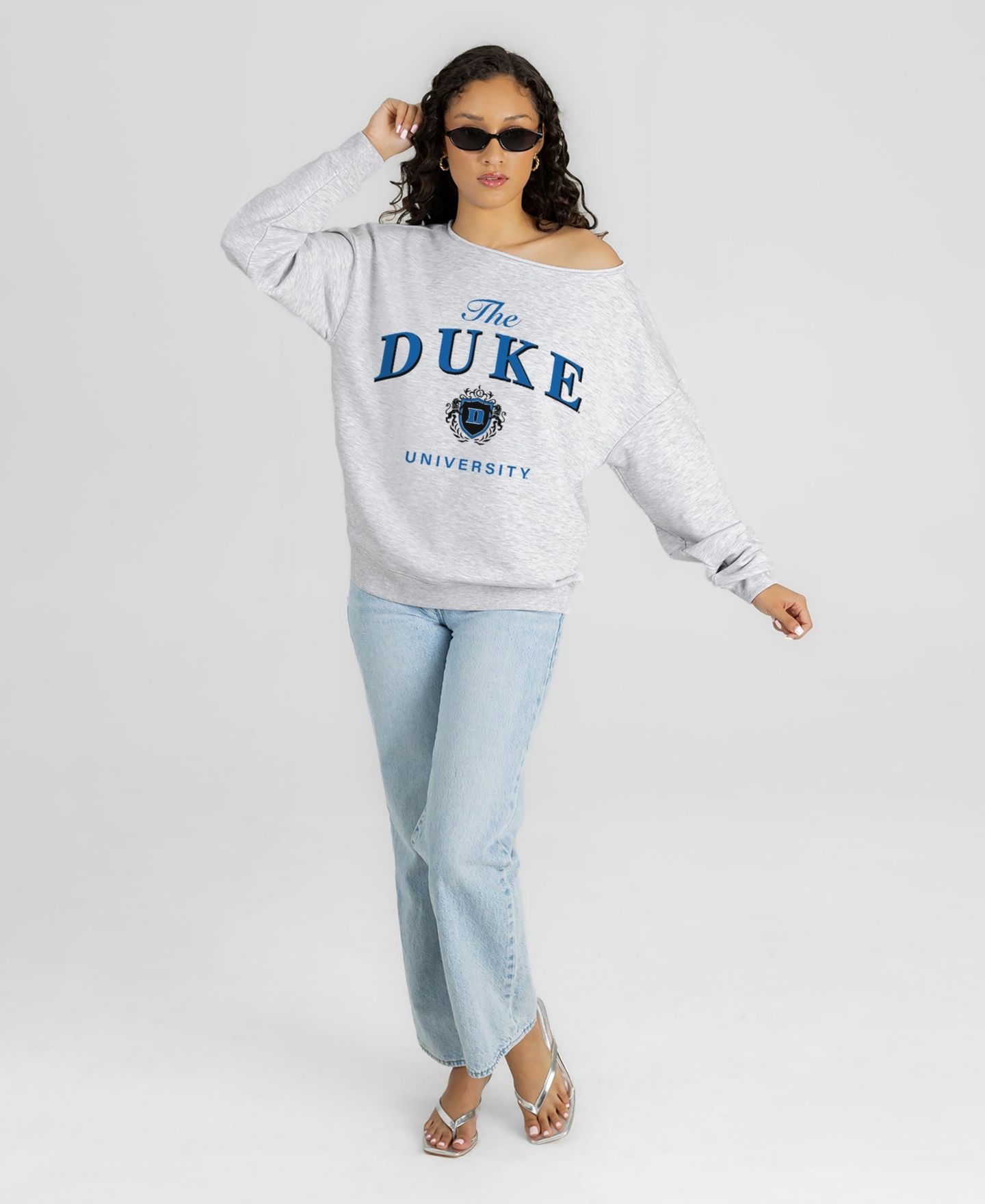 Женская толстовка Gameday Couture Ash Duke Blue Devils Offsides Energy Off-Shoulder — фото 3