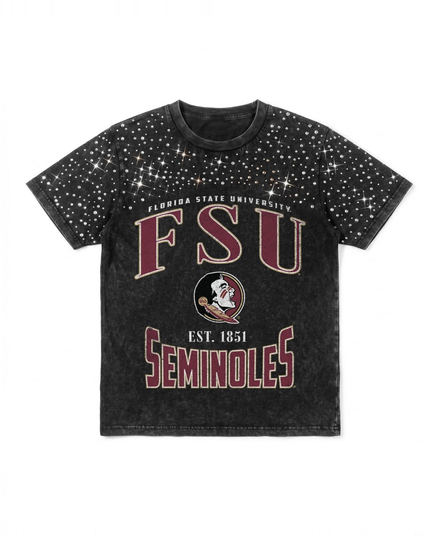 Женская футболка Gameday Couture Black Florida State Seminoles In the Zone Washed Micro Rhinestone — фото 6