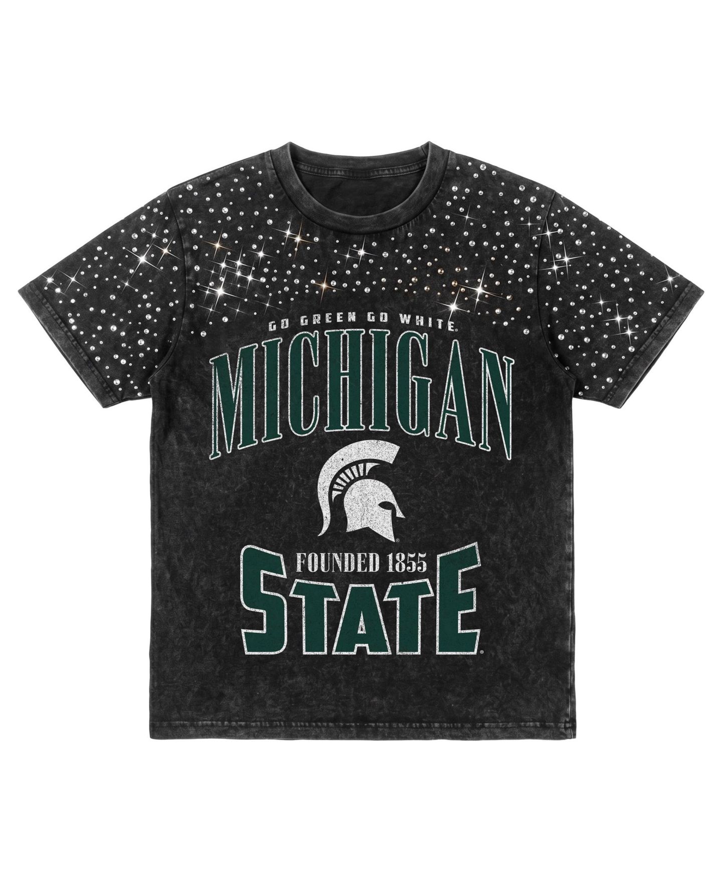 Женская футболка Gameday Couture Black Michigan State Spartans In the Zone Washed Micro Rhinestone — фото 6