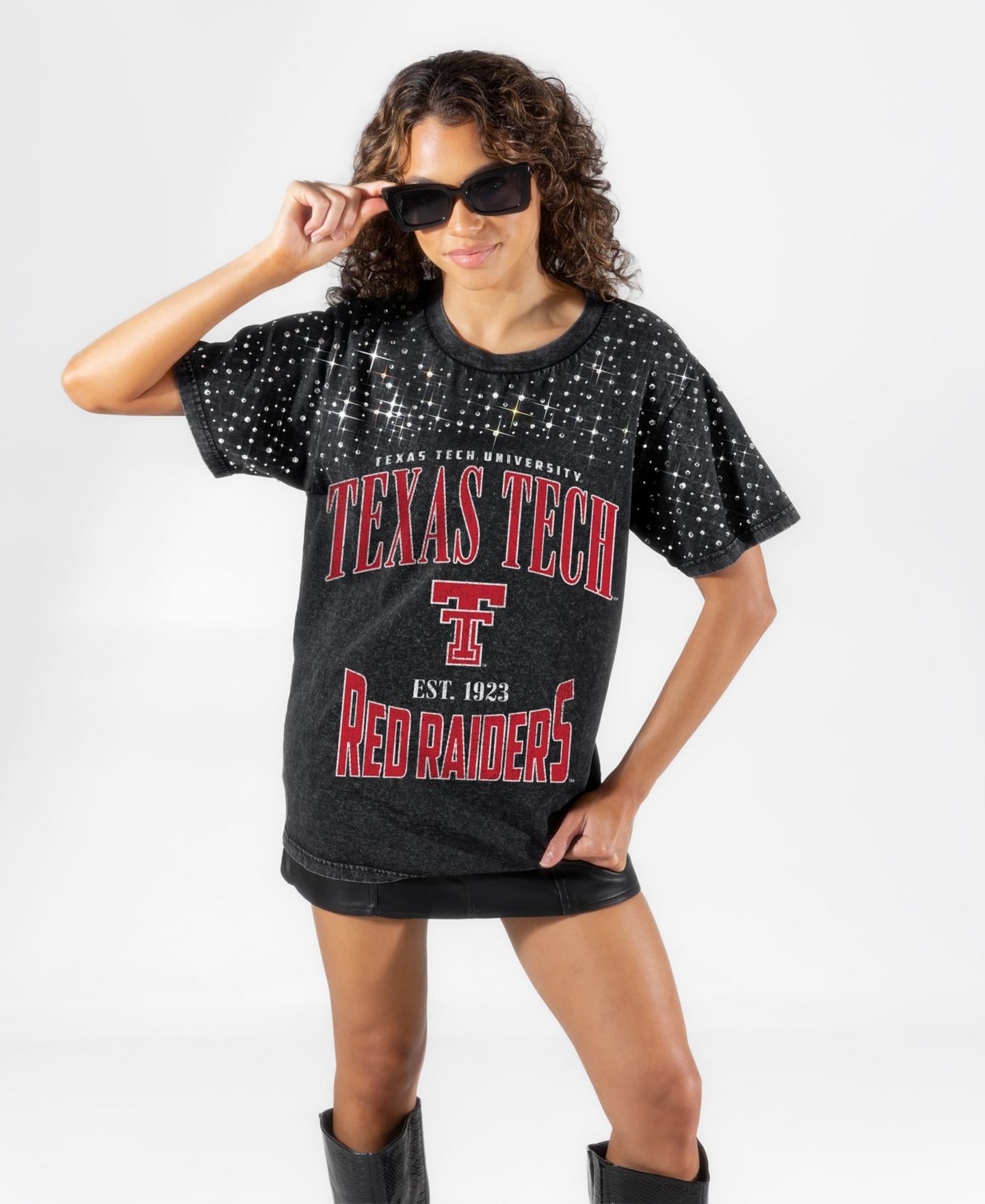 Женская футболка Gameday Couture Black Texas Tech Red Raiders In the Zone Washed Micro Rhinestone — фото 4