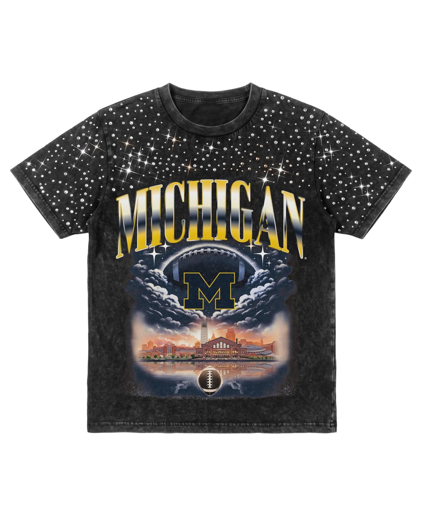 Женская футболка Gameday Couture Black Michigan Wolverines Dream Big Washed Micro Rhinestone — фото 6