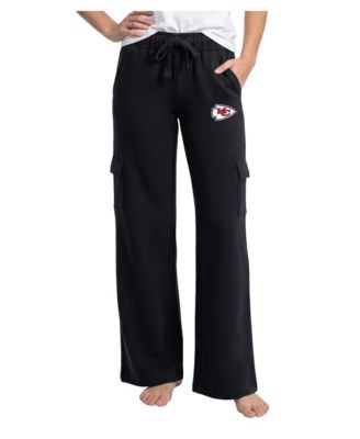 Women's Black Kansas City Chiefs Truett Wide-Leg Cargo Fleece Pants