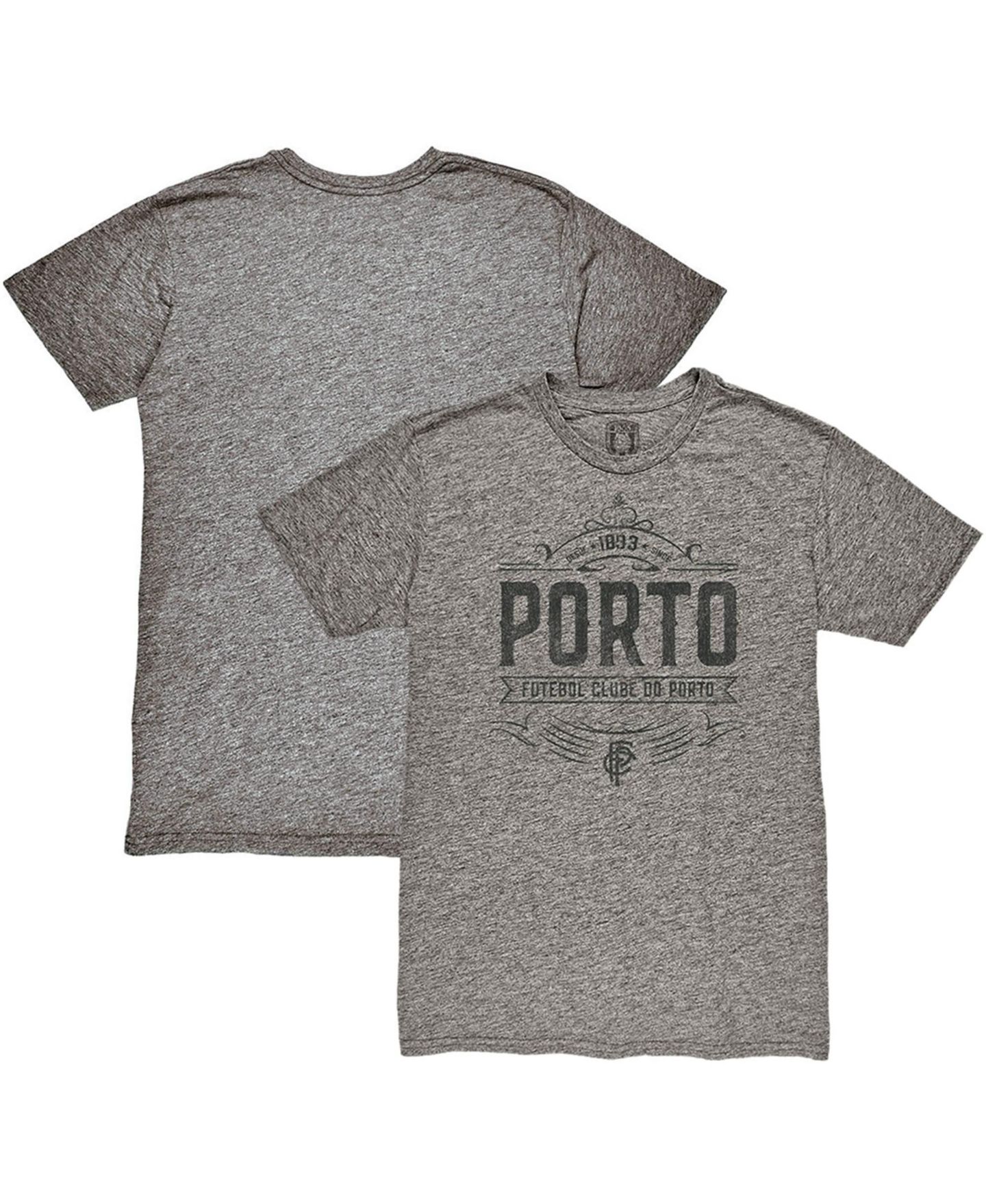 Мужская футболка 1863FC Heather Gray FC Porto Retro Flourish Twisted Tri-Blend Slub — фото 1