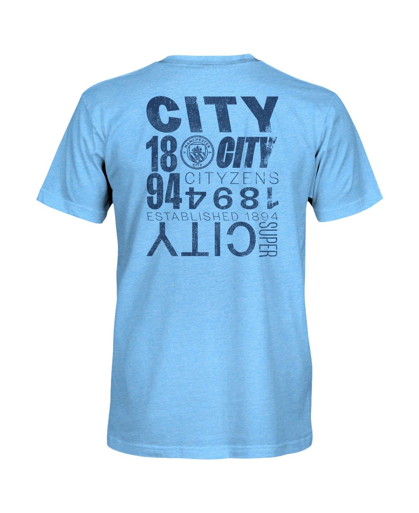 Мужская футболка 1863FC Sky Blue Manchester City Front Back Text Twisted Tri-Blend Slub — фото 3