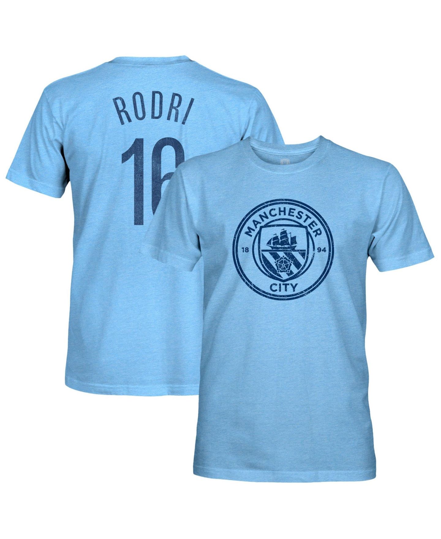 Мужская футболка 1863FC Rodrigo Sky Blue Manchester City Player Name & Number Twisted Tri-Blend Slub — фото 1