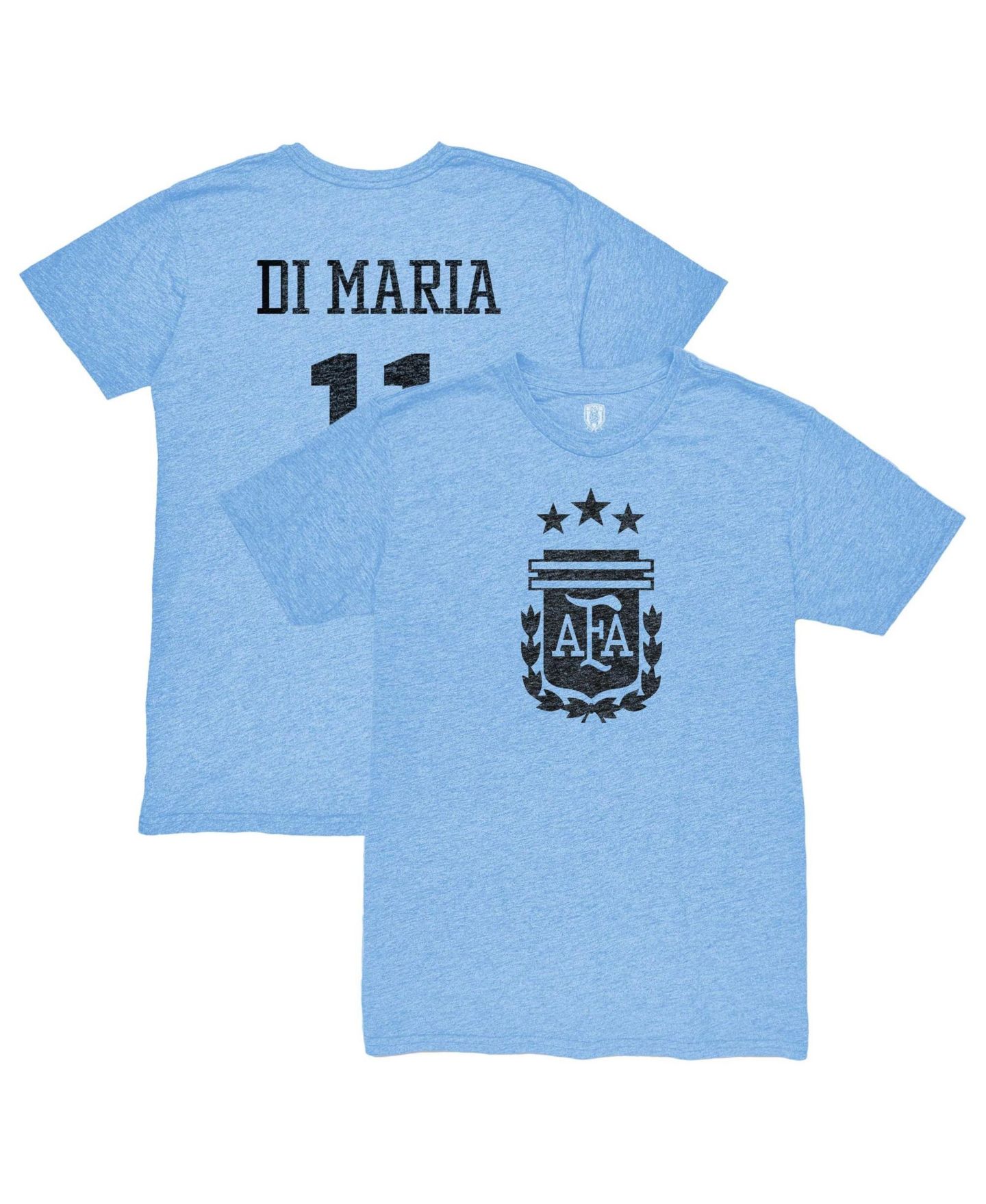 Мужская футболка 1863FC Angel Di Maria Light Blue Argentina National Team Retro Player Tri-Blend — фото 1