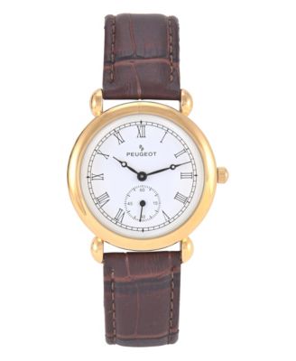 Women's 14K Gold-Plated Round Vintage Remote Sweep Leather Watch