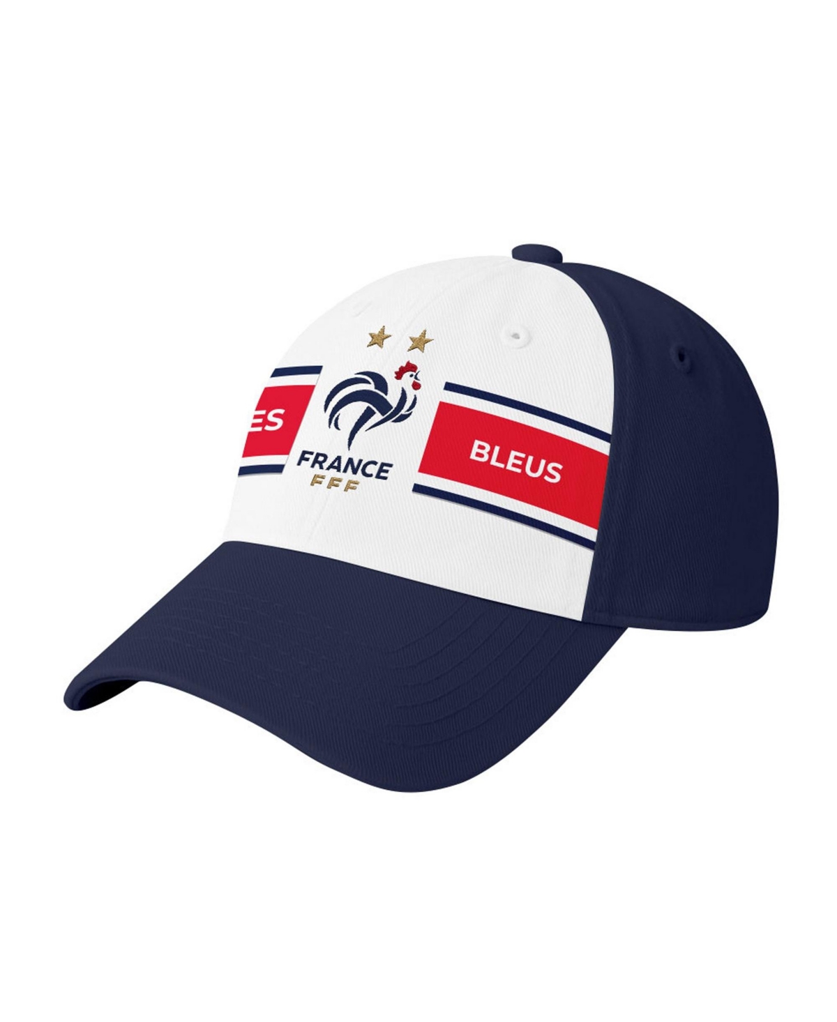 1863FC Men's White/Navy France National Team Striped Band Adjustable Hat - White, Navy