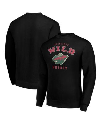 Men's Black Minnesota Wild Team Logo Fleece Pullover Sweatshirt