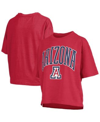 Women's Red Arizona Wildcats Oversized Nelson Arch Over Logo Slub T-Shirt
