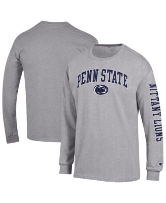 Men's Heather Gray Penn State Nittany Lions Arch Over Logo 2-Hit Long-Sleeve T-Shirt