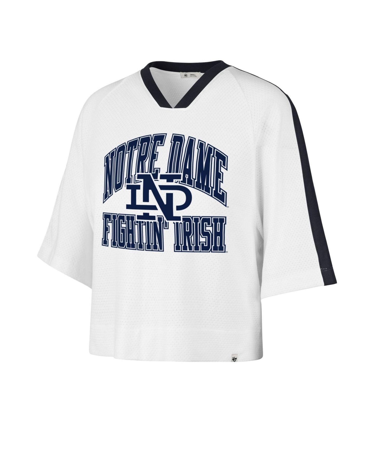 Женская футболка '47 Brand White Notre Dame Fighting Irish Big Overarch Drop Needle Raglan V-Neck — фото 2