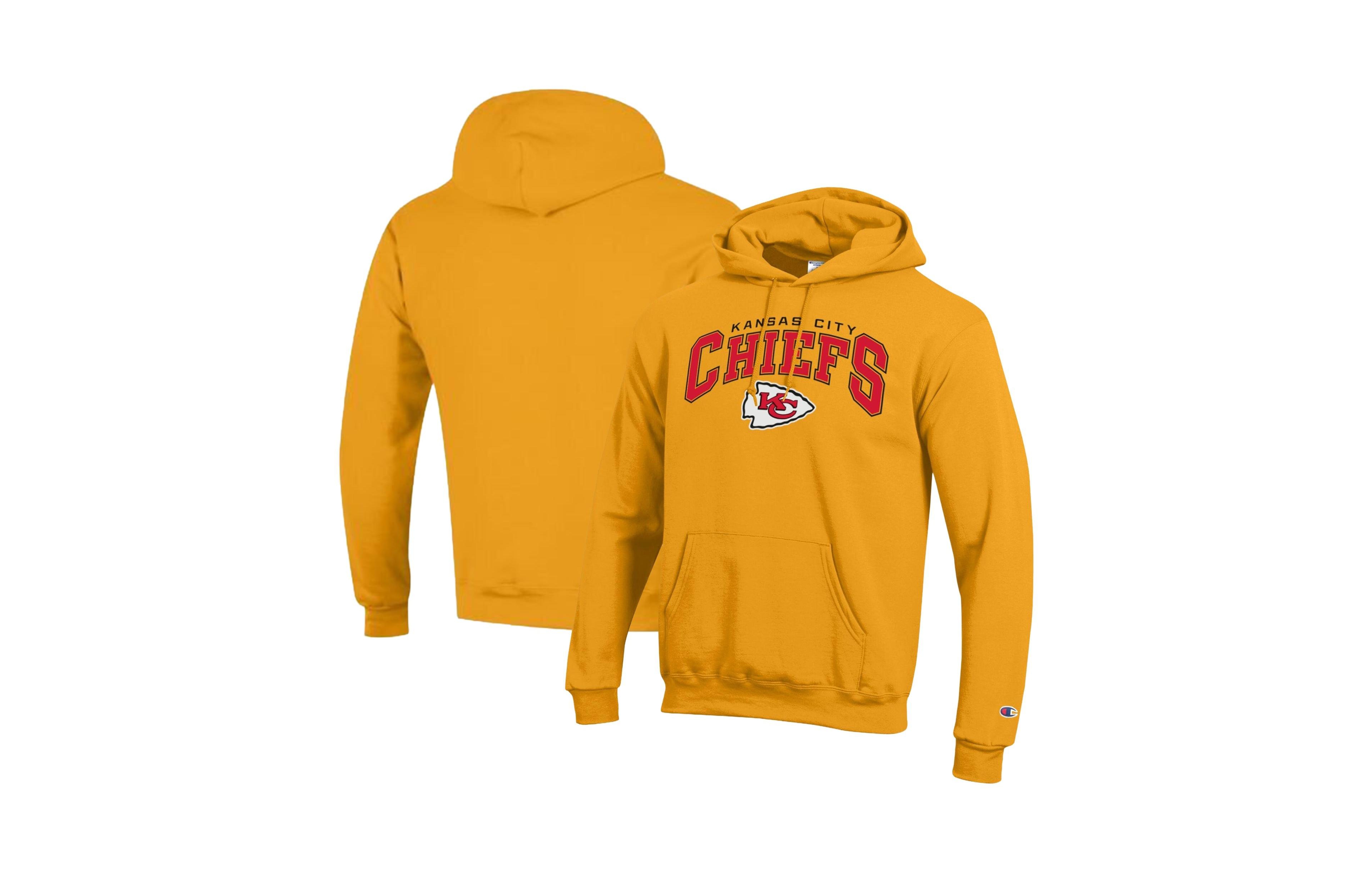 Champion Men's Gold Kansas City Chiefs Powerblend Arch over Logo Hoodie