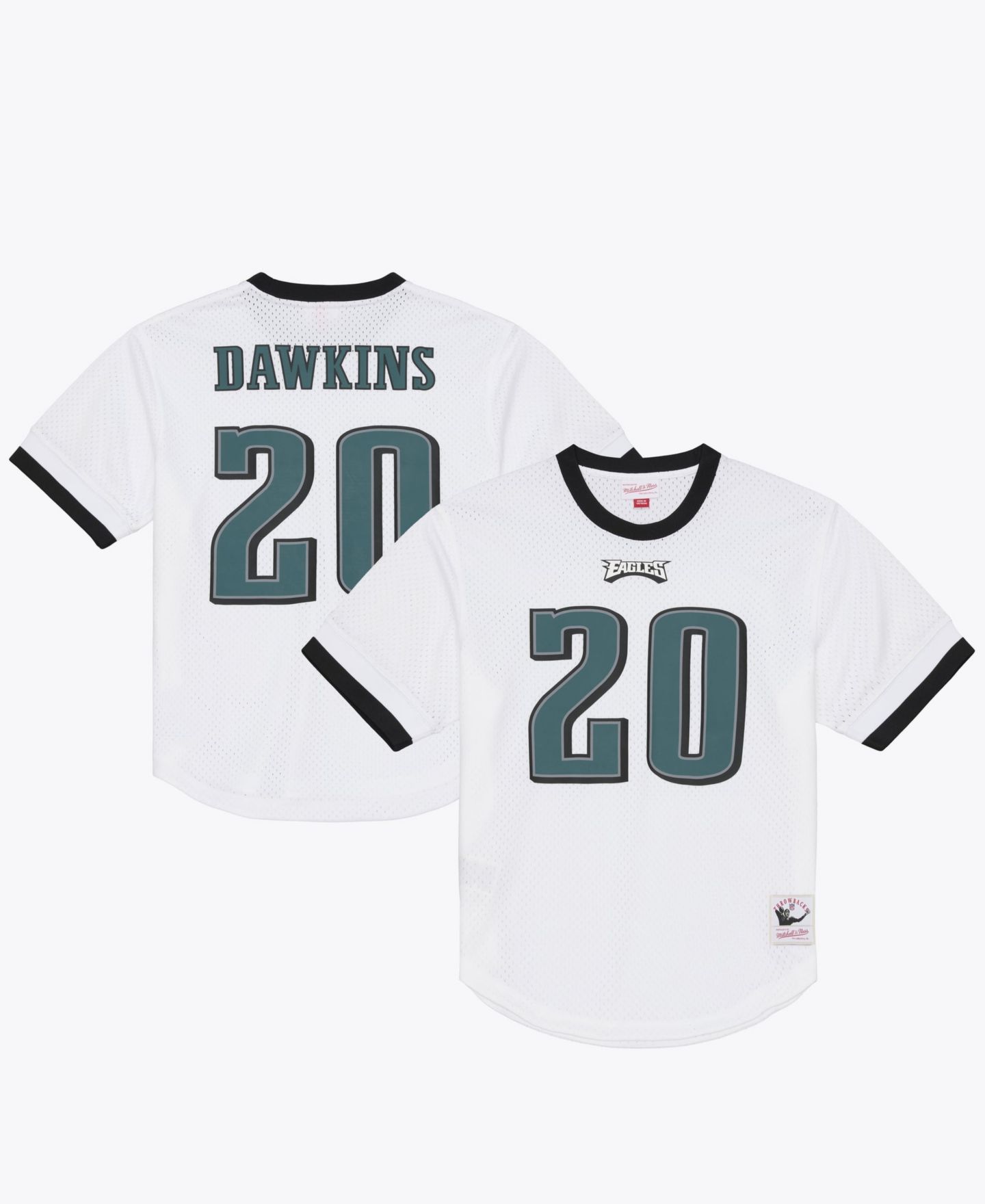 Мужской топ Mitchell & Ness Brian Dawkins White Philadelphia Eagles Retired Player Name & Number Mesh — фото 1