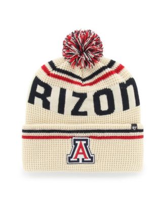 Men's and Women's Cream Arizona Wildcats Quattrle Waffle Cuffed Knit Pom Hat
