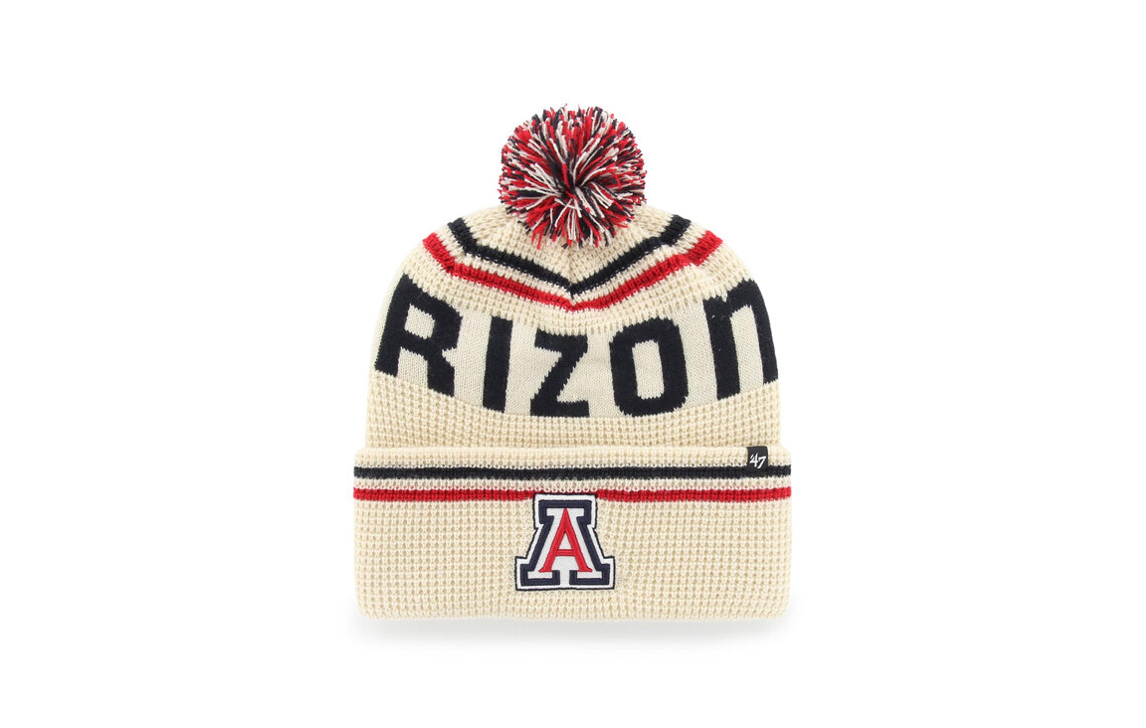 '47 Brand Men's and Women's Cream Arizona Wildcats Quattrle Waffle Cuffed Knit Pom Hat