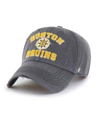 Men's Black Boston Bruins Seymoore Distressed Applique Clean Up Adjustable Hat