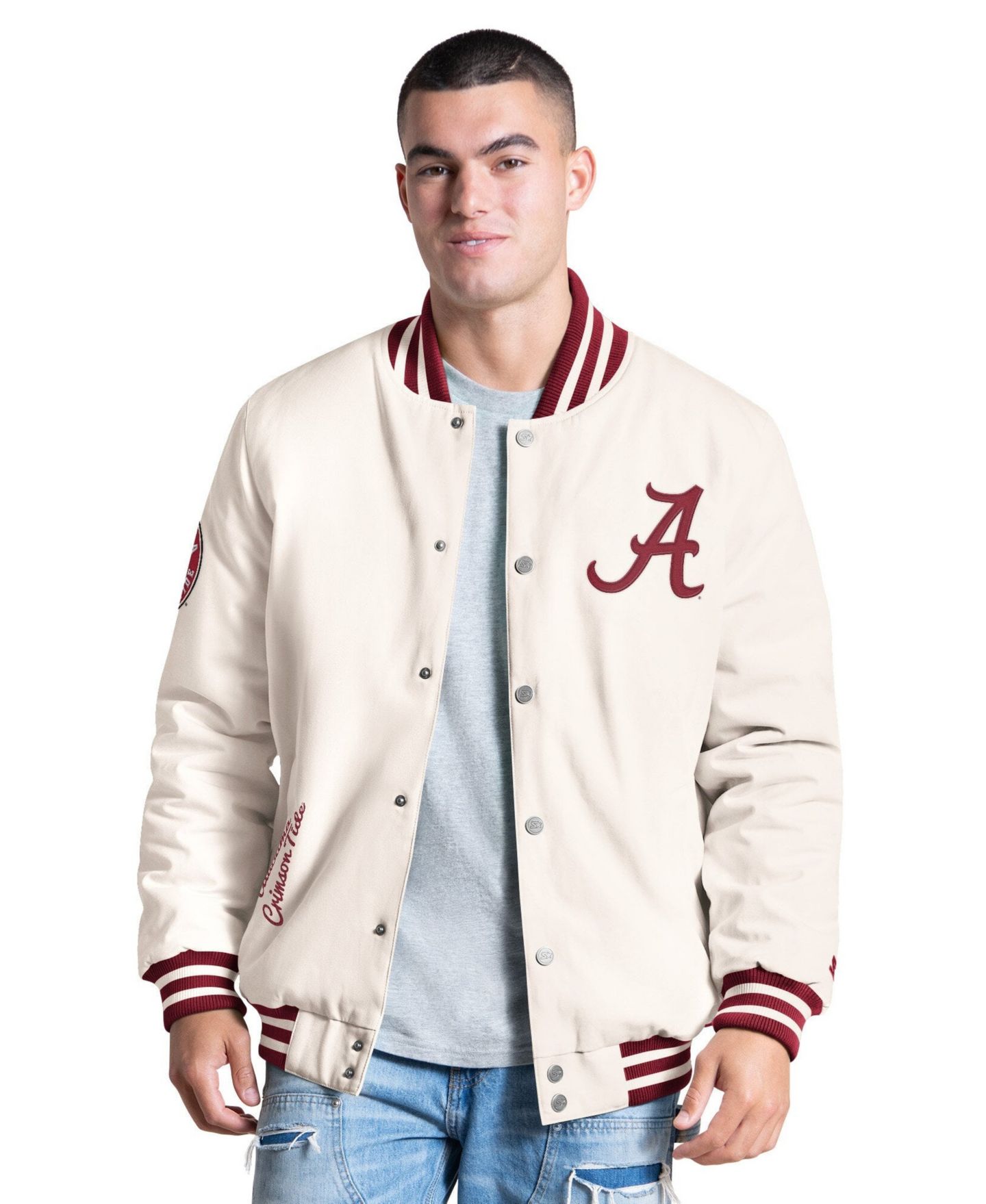 Мужская куртка Starter White Alabama Crimson Tide Spectator Varsity Full Snap — фото 1