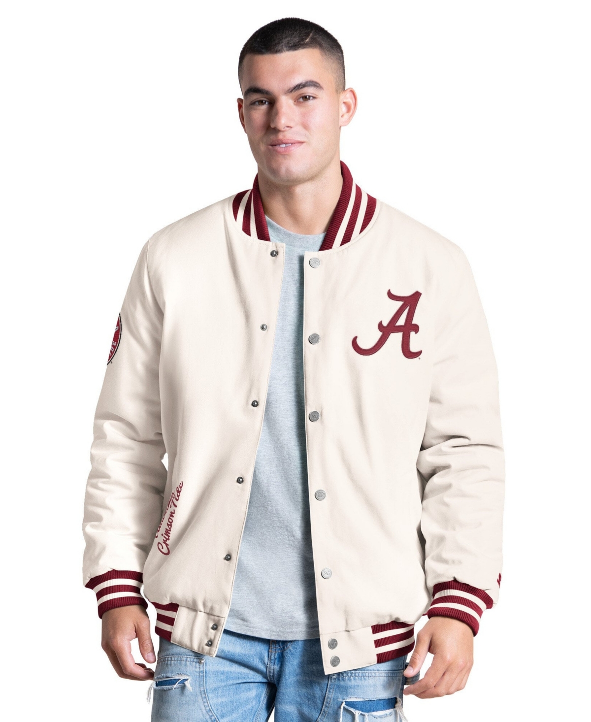 Starter Men's White Alabama Crimson Tide Spectator Varsity Full Snap Jacket - White
