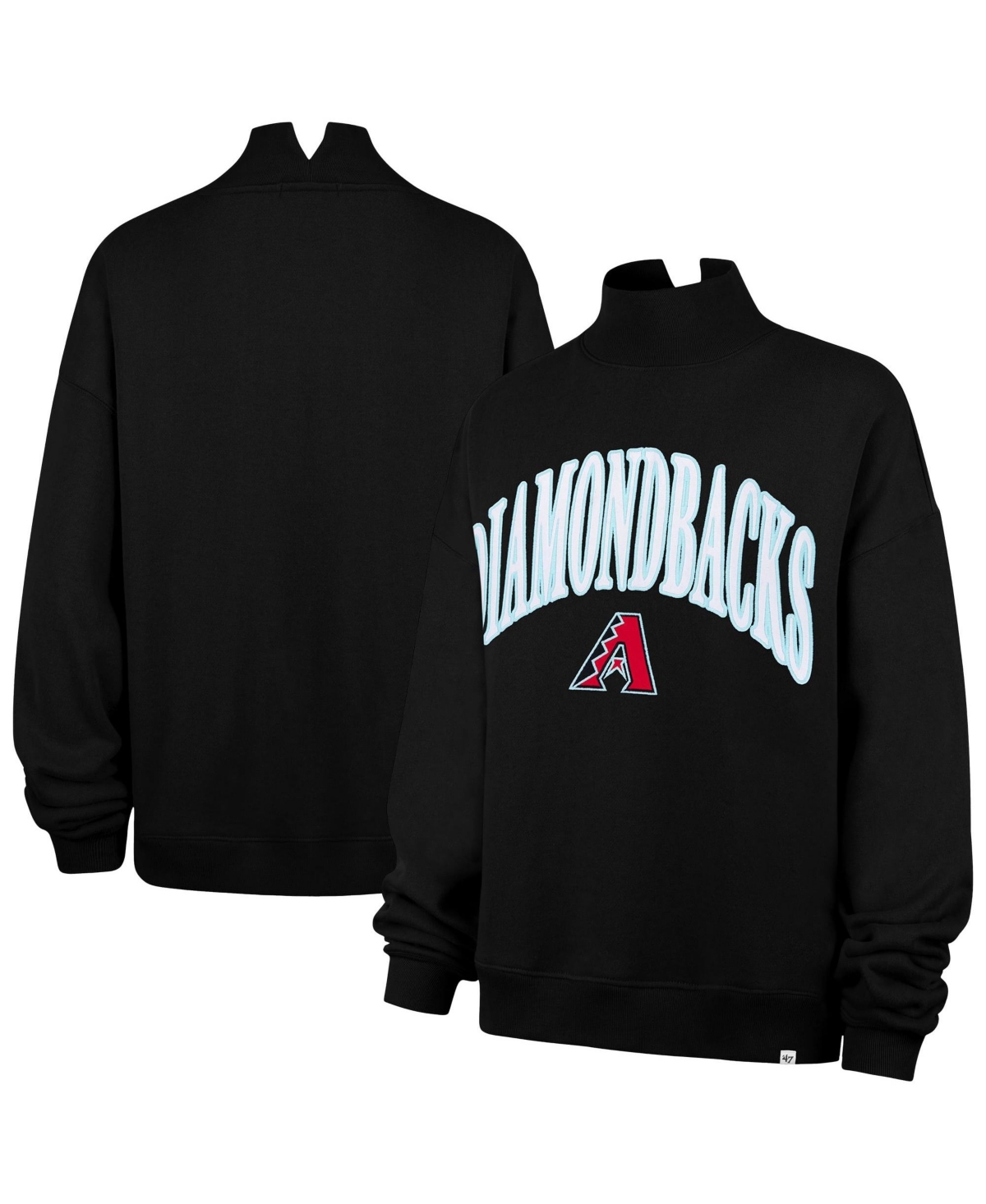 '47 Brand Women's Black Arizona Diamondbacks Oversized Vantage Mock Neck Sweatshirt - Black