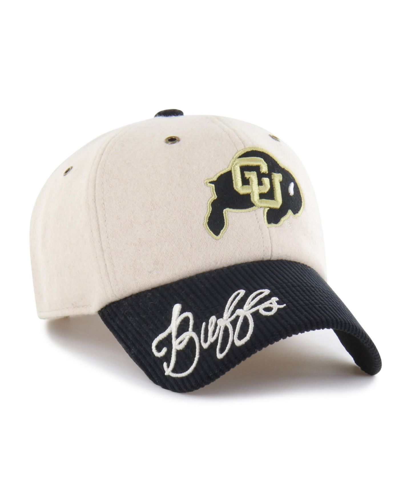 Женская кепка '47 Brand Cream/Black Colorado Buffaloes Rope Script Clean Up Adjustable Hat — фото 1