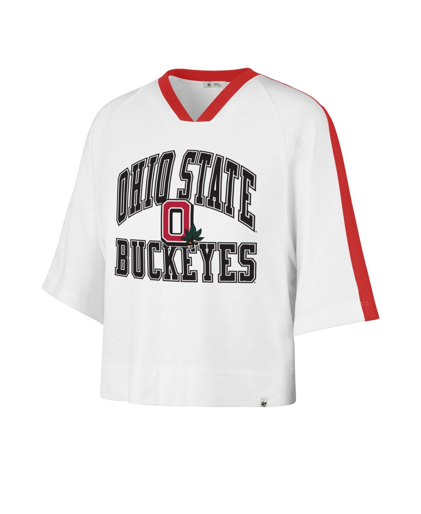 Женская футболка '47 Brand White Ohio State Buckeyes Big Overarch Drop Needle Raglan V-Neck — фото 2