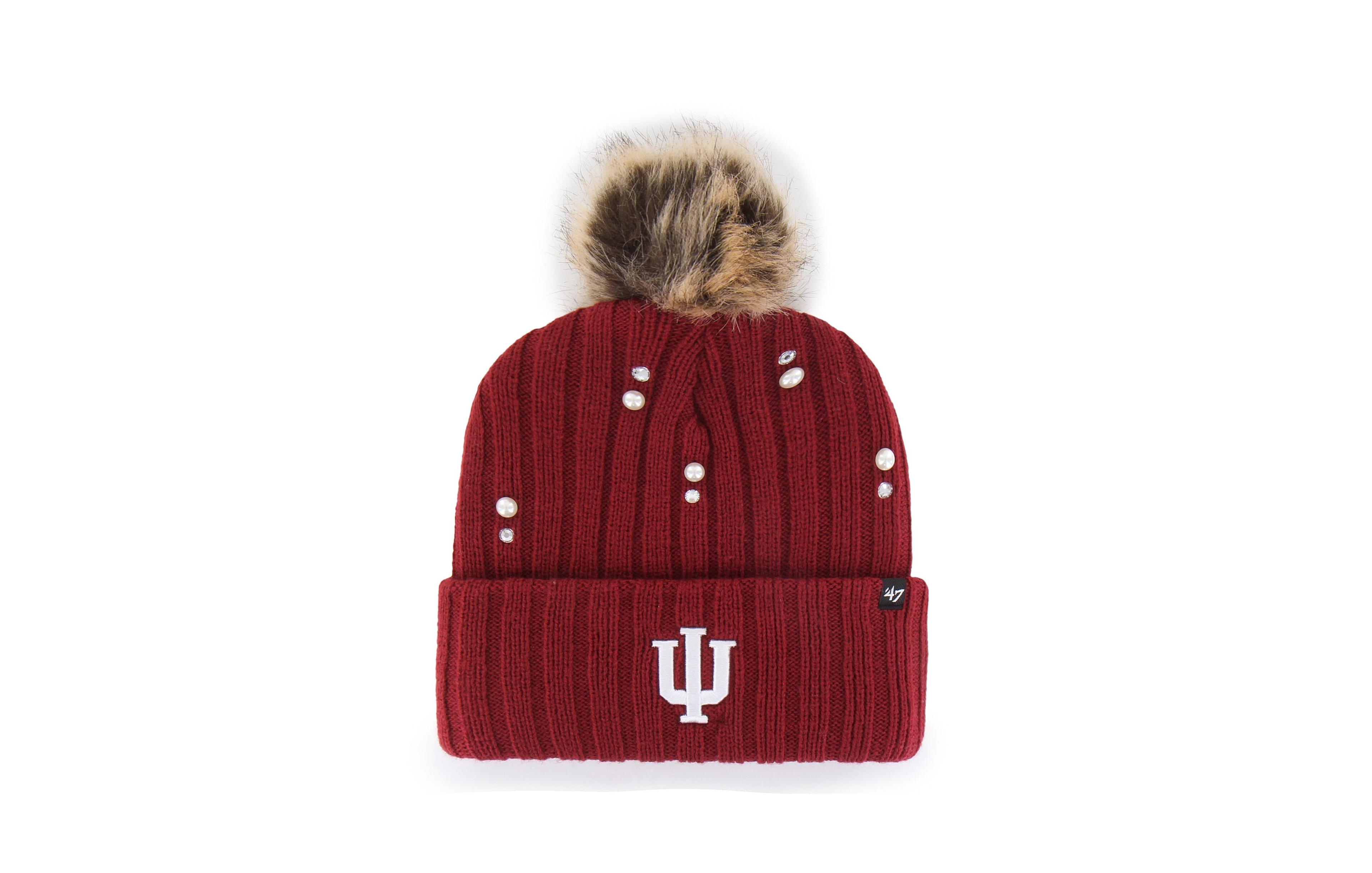 '47 Brand Women's Crimson Indiana Hoosiers Pearl Fur Knit Pom Hat