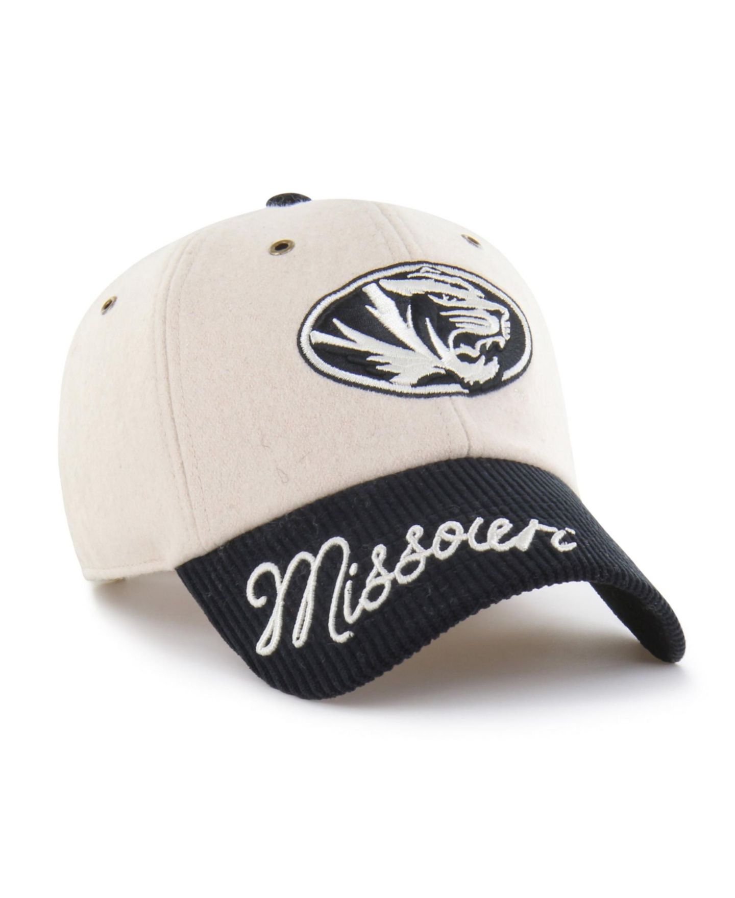 Женская кепка '47 Brand Cream/Black Missouri Tigers Rope Script Clean Up Adjustable Hat — фото 1