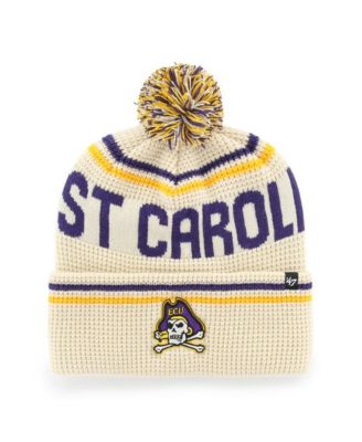 Men's and Women's Cream ECU Pirates Quattrle Waffle Cuffed Knit Pom Hat