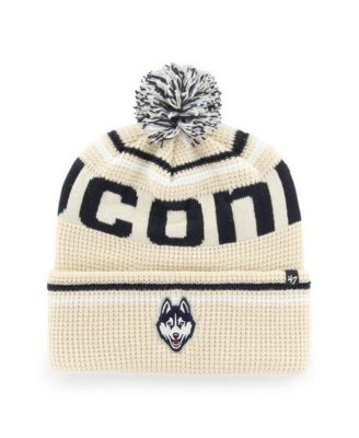 Men's and Women's Cream UConn Huskies Quattrle Waffle Cuffed Knit Pom Hat