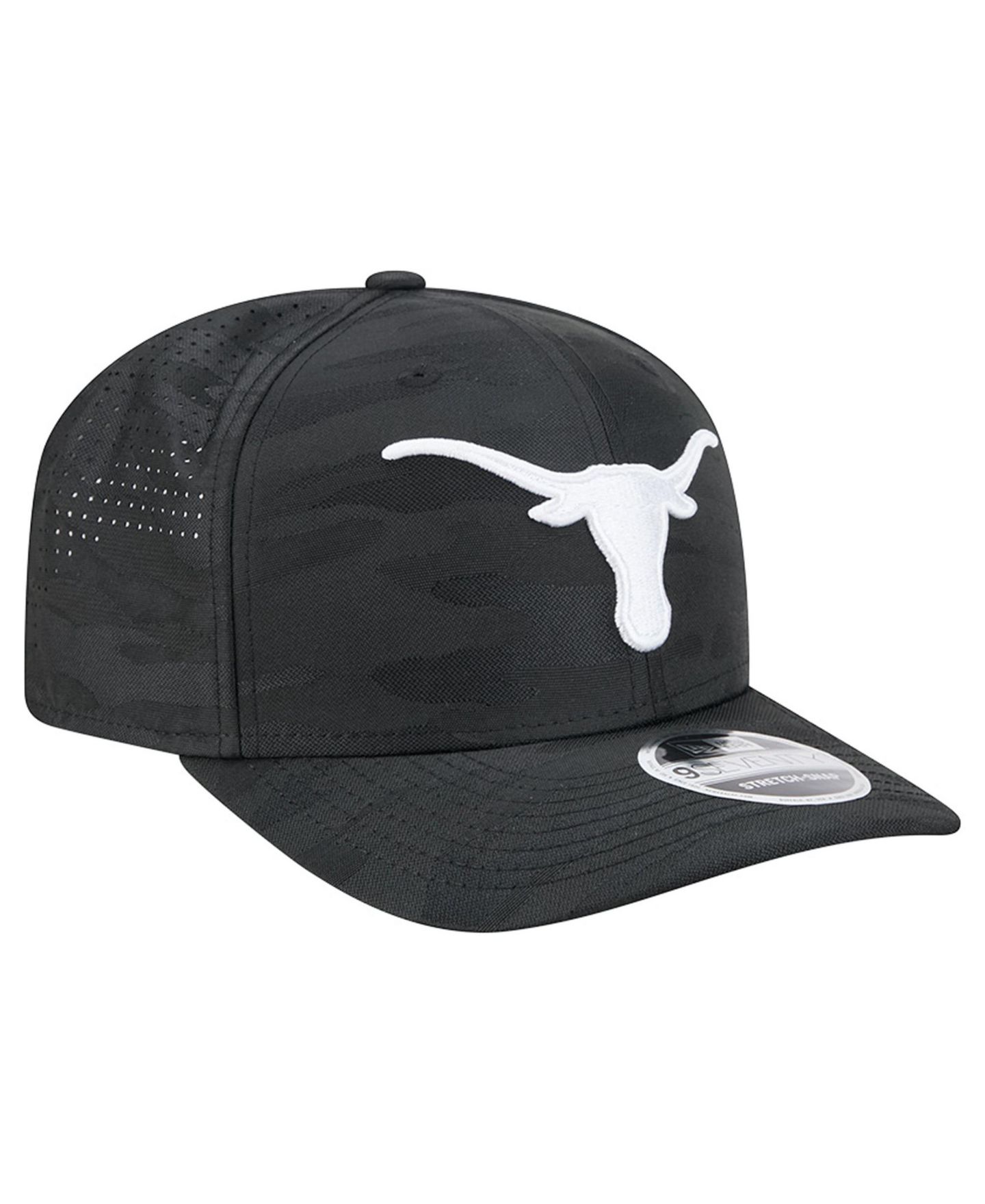 Мужская кепка New Era Black Texas Longhorns Perforated Camo 9SEVENTY Adjustable Hat — фото 3