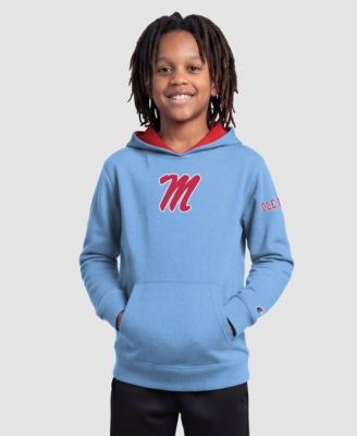 Big Boys' and Girls' Powder Blue Ole Miss Rebels Fleece Hoodie