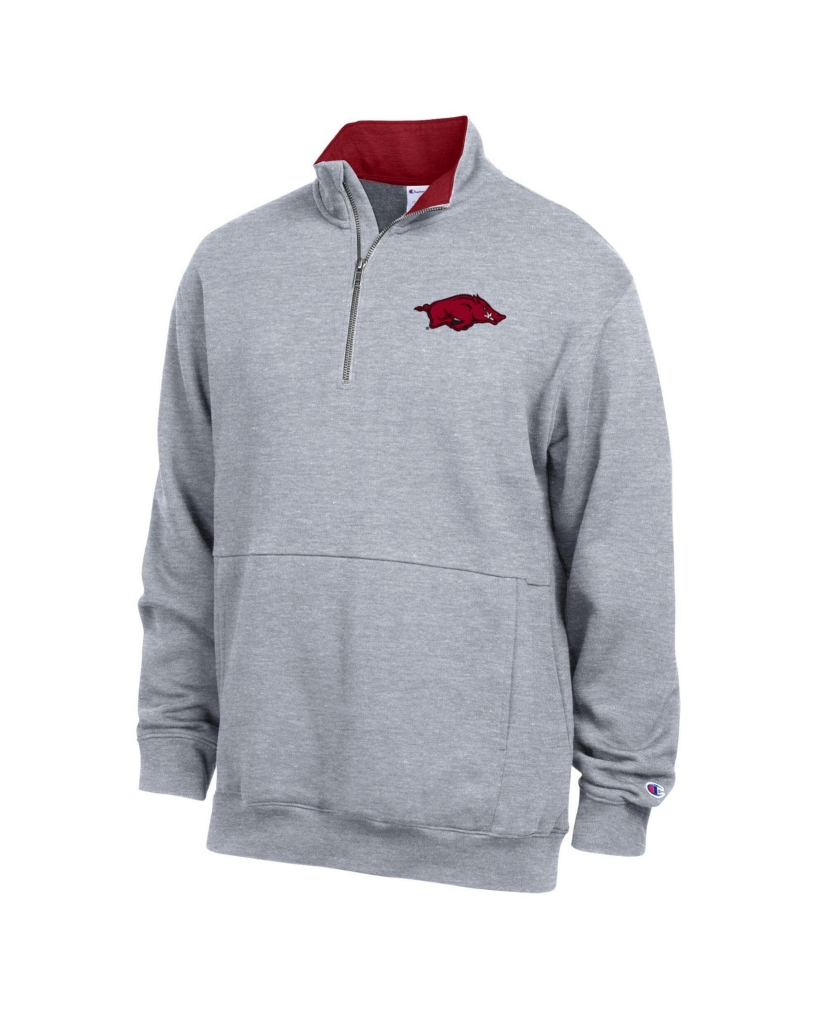 Champion Men's Heather Gray Arkansas Razorbacks Fleece Quarter-Zip Pullover - Heather Gray