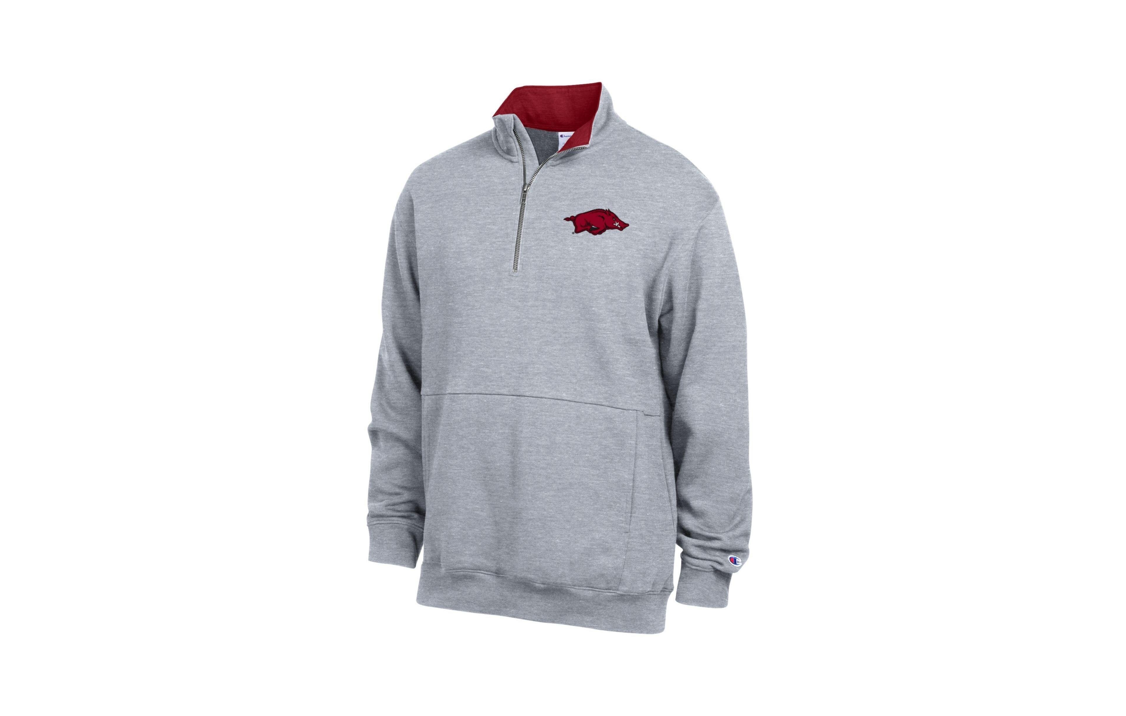 Champion Men's Heather Gray Arkansas Razorbacks Fleece Quarter-Zip Pullover