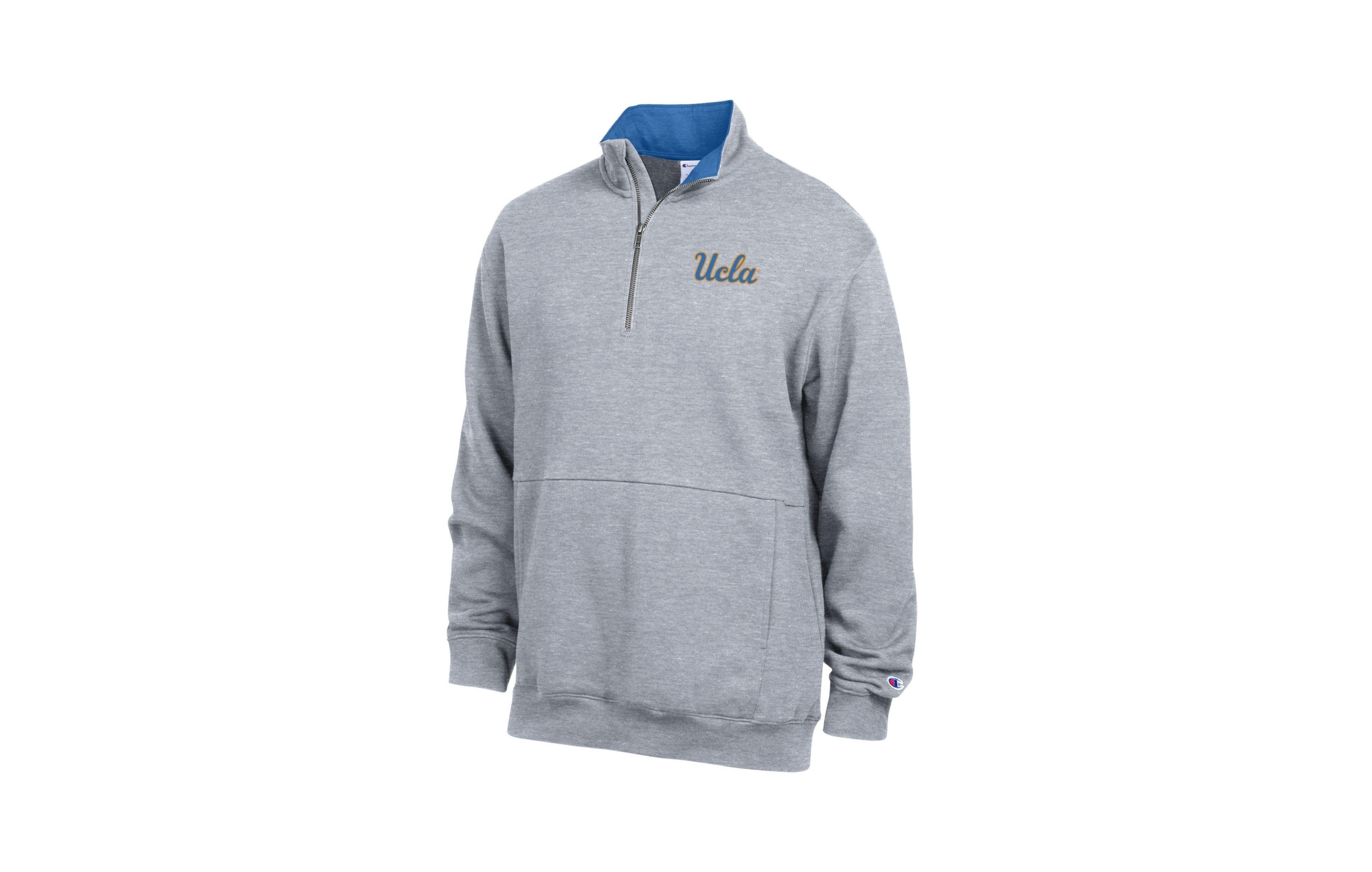 Champion Men's Heather Gray Ucla Bruins Fleece Quarter-Zip Pullover