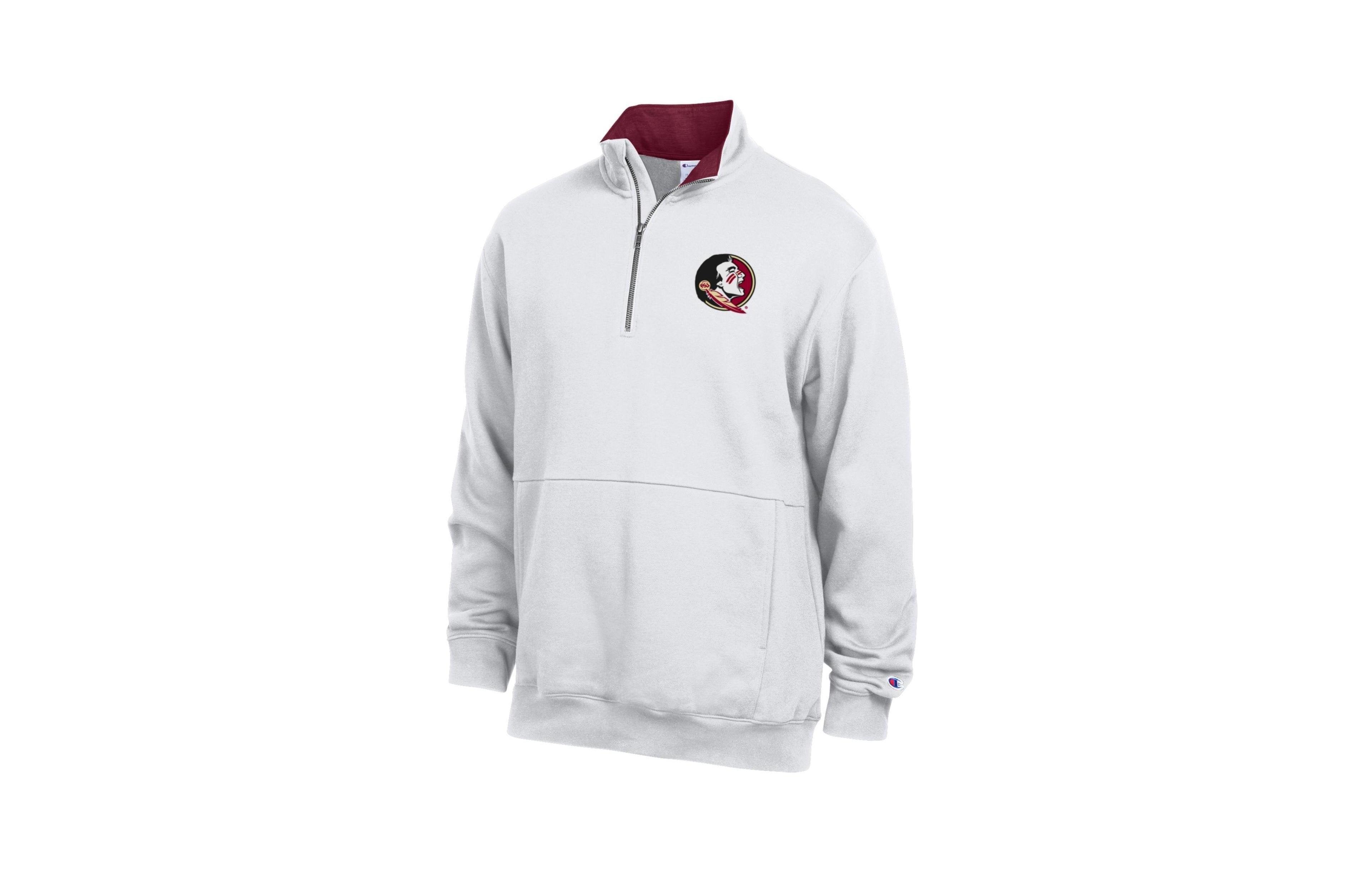 Champion Men's White Florida State Seminoles Fleece Quarter-Zip Pullover