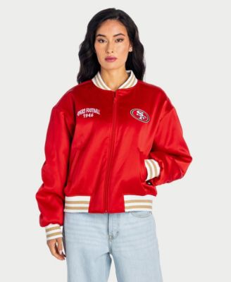 Women's Scarlet San Francisco 49ers Oversized Satin Full-Zip Jacket