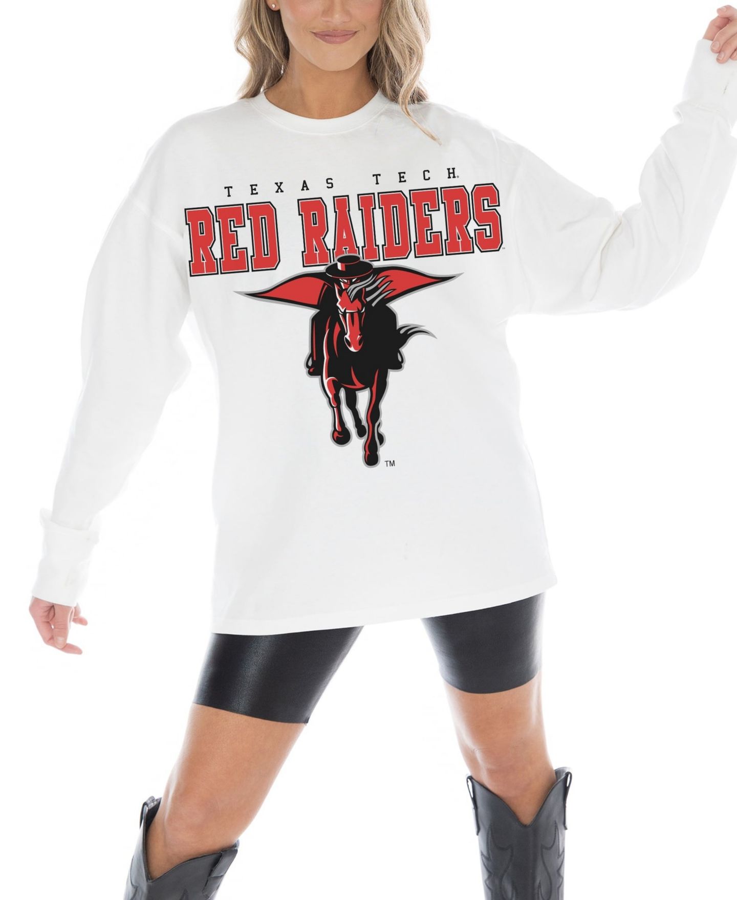 Женская футболка Gameday Couture White Texas Tech Red Raiders Big Goals Oversized Long-Sleeve — фото 1
