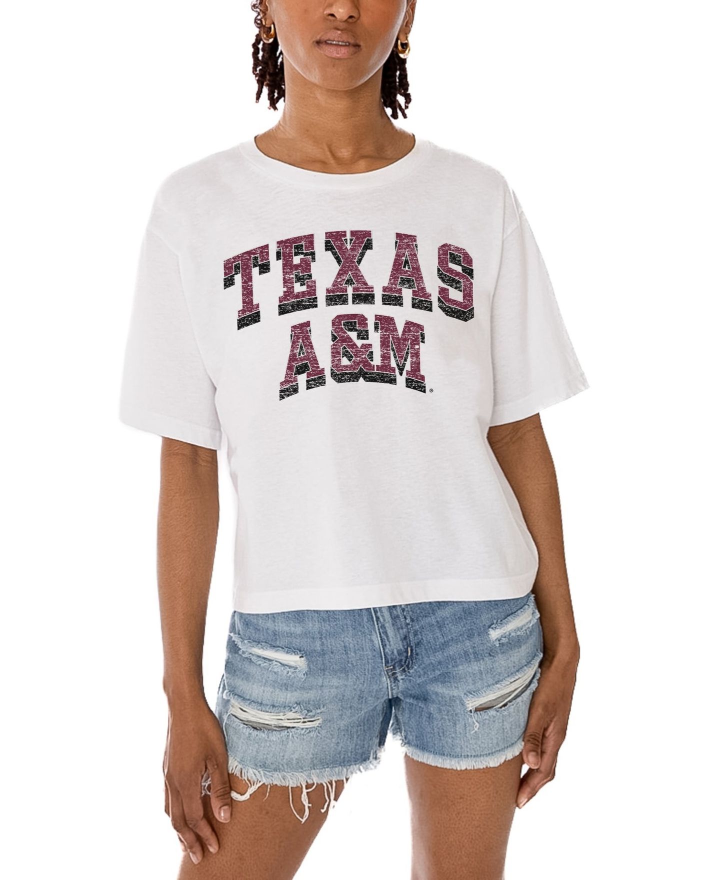 Женская футболка Gameday Couture White Texas A&M Aggies Claim To Fame Boxy Cropped — фото 3