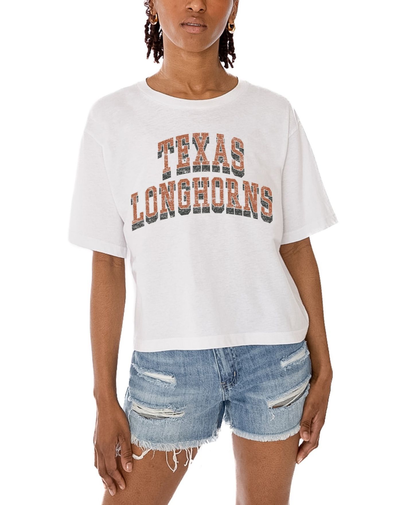 Женская футболка Gameday Couture White Texas Longhorns Claim To Fame Boxy Cropped — фото 3