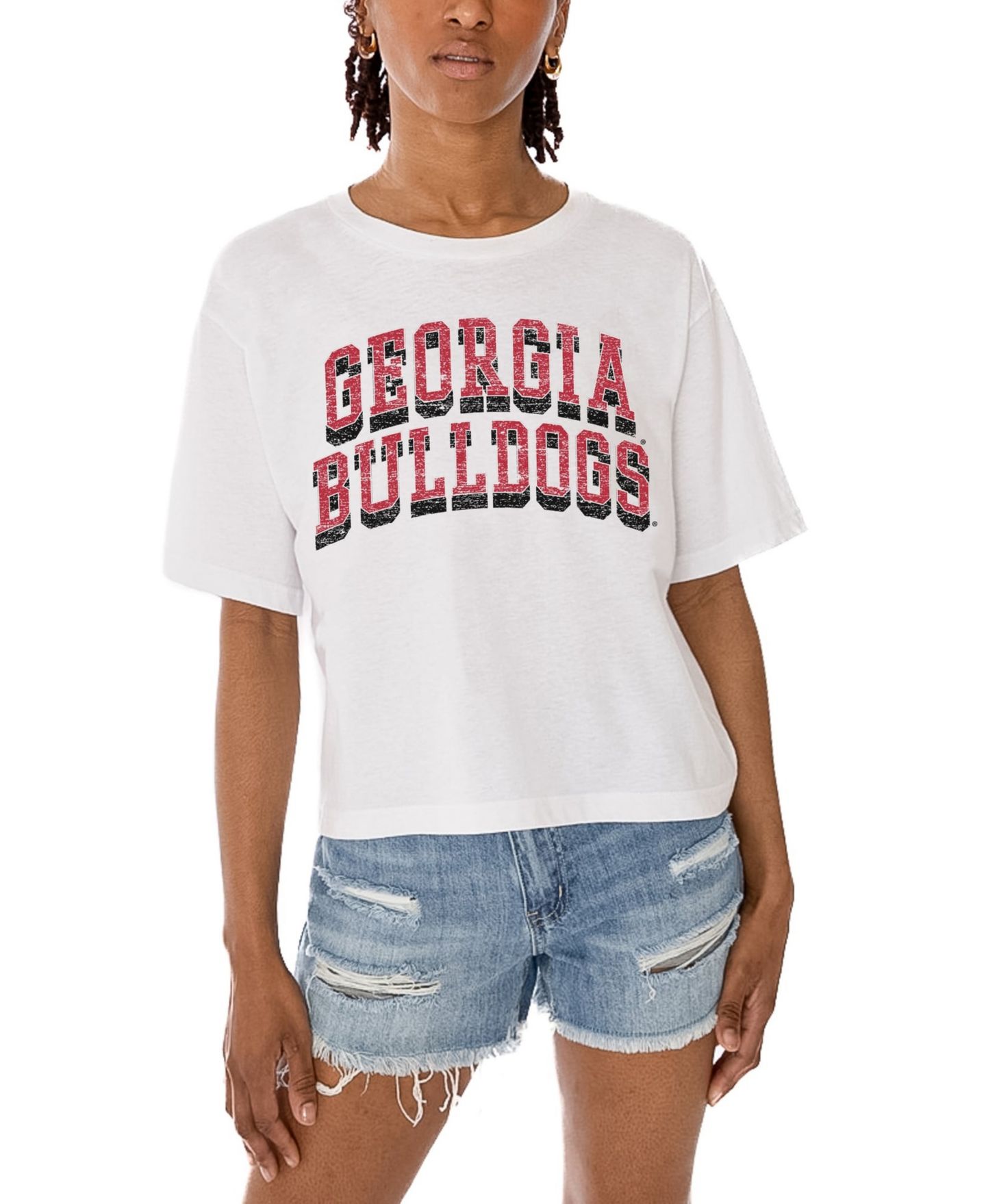 Женская футболка Gameday Couture White Georgia Bulldogs Claim To Fame Boxy Cropped — фото 3