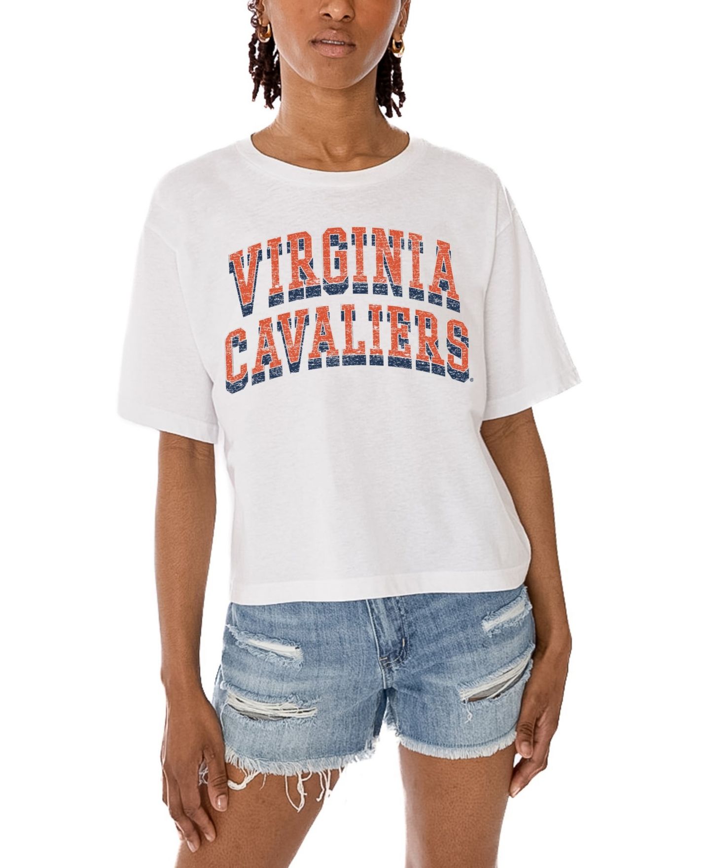 Женская футболка Gameday Couture White Virginia Cavaliers Claim To Fame Boxy Cropped — фото 3