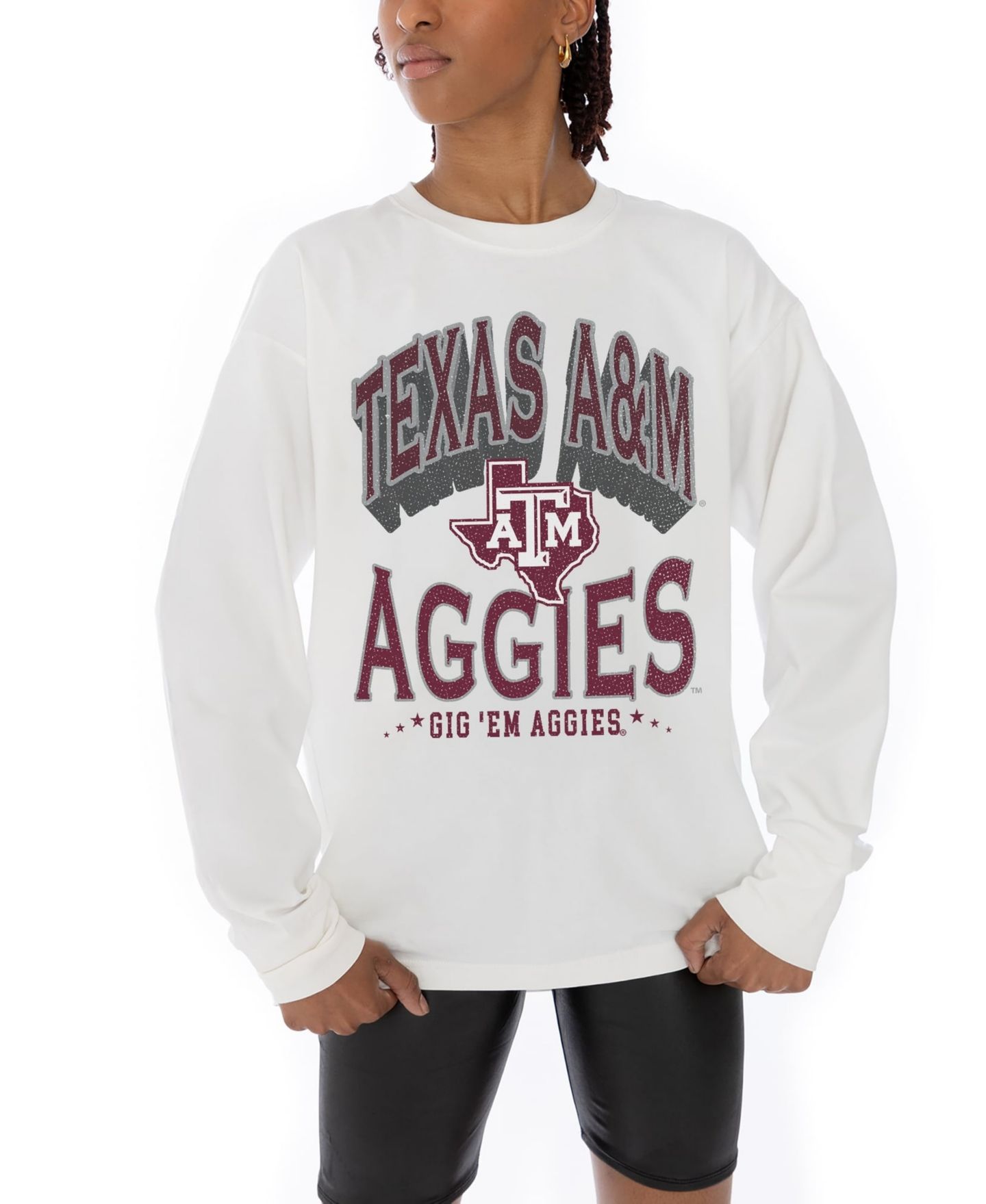 Женская футболка Gameday Couture White Texas A&M Aggies Midweight Oversized Long-Sleeve — фото 3