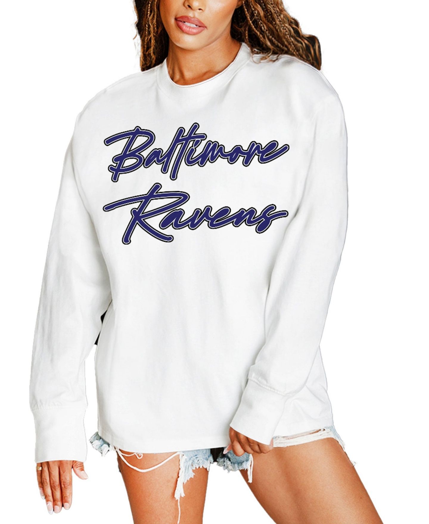 Женская футболка Gameday Couture White Baltimore Ravens Classic Comeback Oversized Long-Sleeve — фото 1